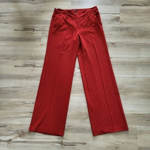 Red Flare Straight Leg Trouser Low Belt Loops Size 8 Y2k Bratz Maximalist Pants - Picture 4 of 12
